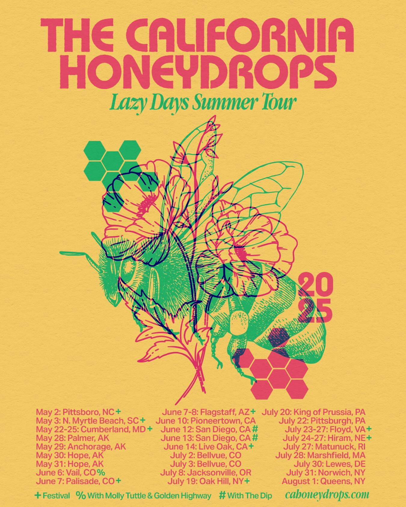 The California Honeydrops Lazy Days Summer Tour Poster 2025